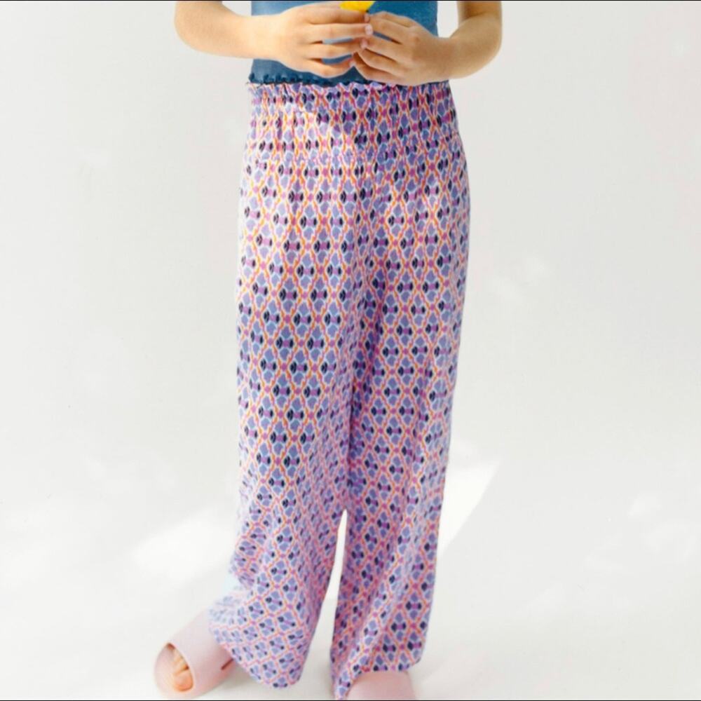 Zara Girls Bold Aztec Print Wide Leg Pull On Pants Trousers size 11/12 NWT